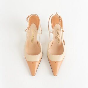 SOLD— Rare Chanel Pink CC Emblem Slingback Heels